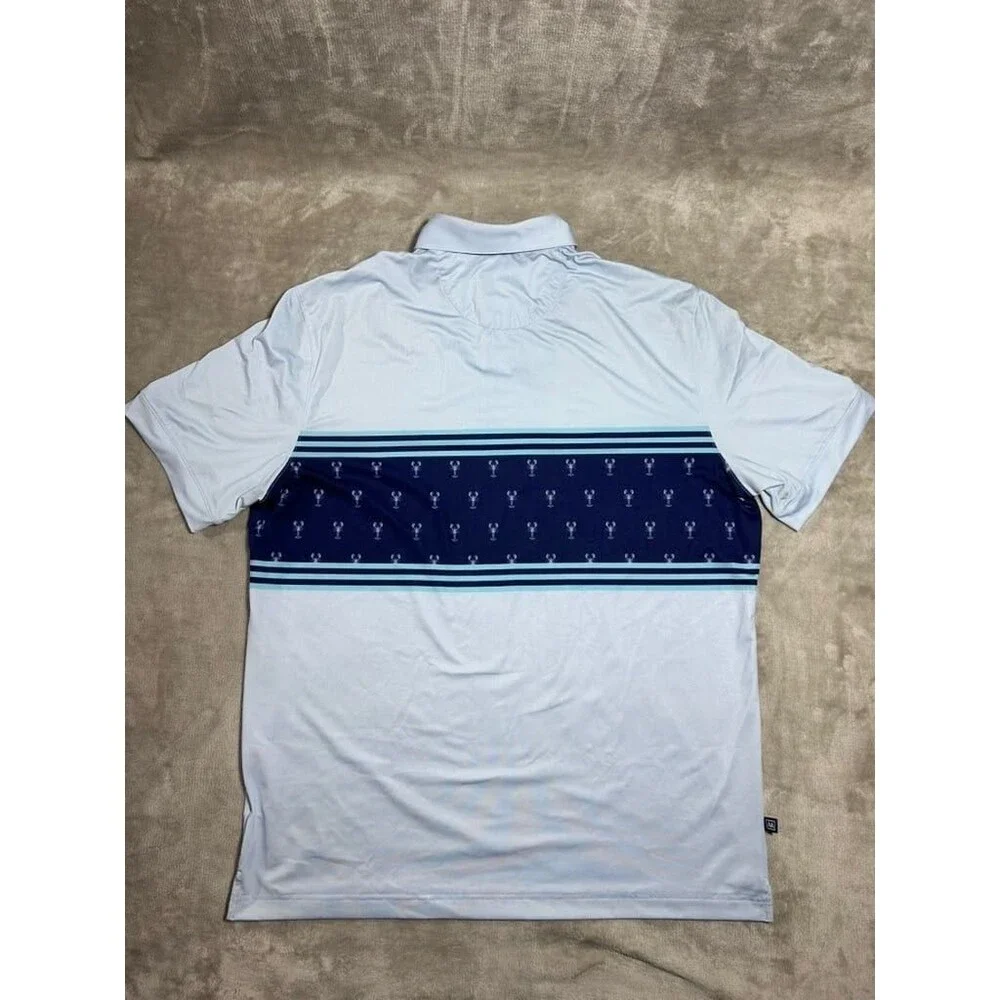 Mizzen Main Polo Shirt Men Small Blue Crab Golf Performance Outdoor Short Sleeve